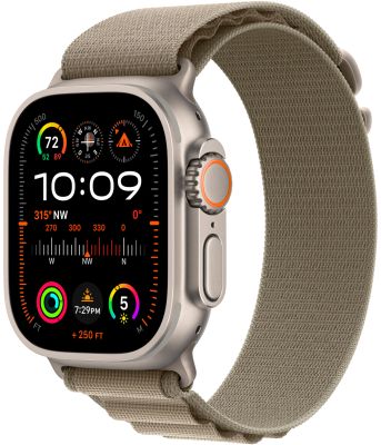 Фото 1 — Apple Watch Ultra 2 49 мм, корпус из титана, ремешок Alpine (L) Оливковый