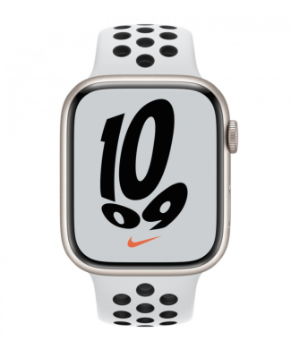 Фото 2 — Apple Watch Nike Series 7 45 мм Сияющая звезда, спортивный ремешок Белый