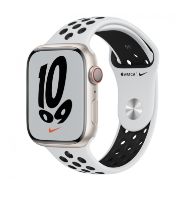 Фото 1 — Apple Watch Nike Series 7 45 мм Сияющая звезда, спортивный ремешок Белый