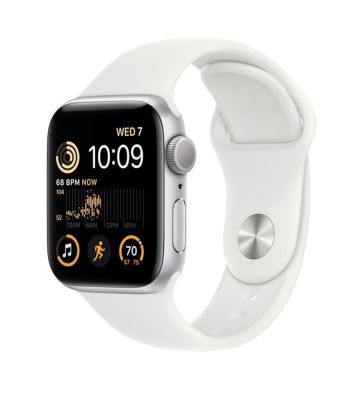 Фото 1 — Apple Watch SE 2022 40 мм Серебристый, спортивный ремешок белого цвета