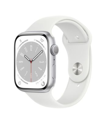 Фото 1 — Apple Watch Series 8 41 мм Серебристый, спортивный ремешок белого цвета