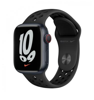 Фото 1 — Apple Watch Nike Series 7 41 мм Темная ночь, спортивный ремешок Черный