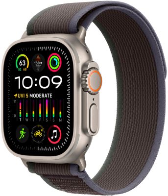 Фото 1 — Apple Watch Ultra 2 49 мм, корпус из титана, ремешок Trail (S/M) Синий/Черный